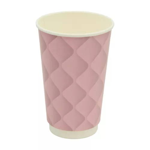 Kubek papierowy 2-warstwowy 'Kołderka' 400 ml śr. 90 mm RÓŻOWY (z logo żółw)
