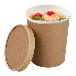 Kompostowalna pokrywka do pojemnika na zupę 750/900ml brązowa