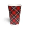 Kubek papierowy 2-warstwowy CIEMNA KRATKA 400 ml śr. 90 mm, czerwony (z logo żółw)