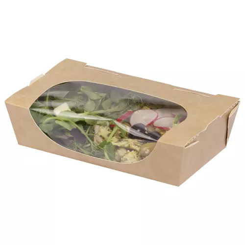 Pudełko na sałatkę 1000ml tekturowe kraft z okienkiem, take away