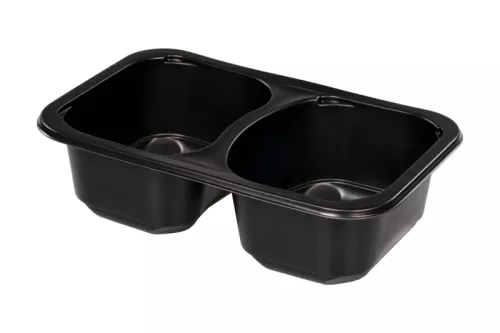 Pojemnik obiadowy 2-dzielny 275/275 ml 178x113x50 mm Mała Dieta PP czarny do zgrzewu