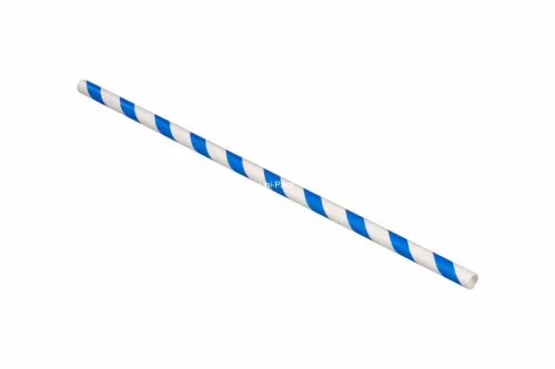 SŁOMKA PAPIEROWA W PASKI BIAŁO/NIEBIESKIE ŚR. 8MM, DŁ. 25 CM (500) (6000)