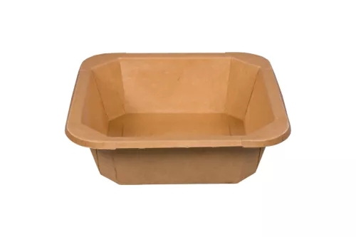 Papierowy pojemnik sałatkowy Stretto™ 650 ml kwadratowy kraft 154x154x44 mm