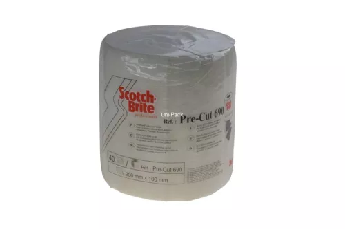 Biała włóknina w rolce Scotch-Brite Pre-Cut 690 wstępnie przycięta 20cm/4m.