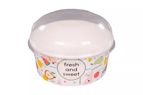 Wieczko wypukłe szczelne do pojemników 350ml na lody i desery śr.120mm