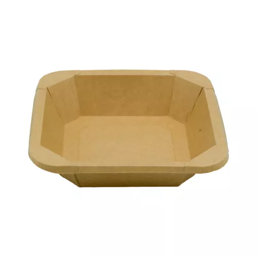 Papierowy pojemnik sałatkowy Stretto™ 700 ml kwadratowy kraft 176x176x45 mm