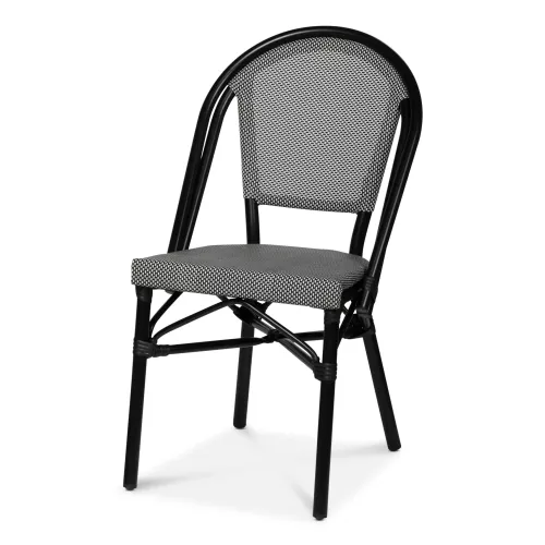 Krzesło ogrodowe MENTON czarno-białe, aluminiowa rama, texteline