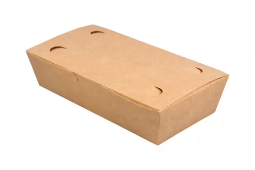 Pudełko papierowe FOOD BOX mały 1000ml, klejone z wentylacją 200x100x50 mm