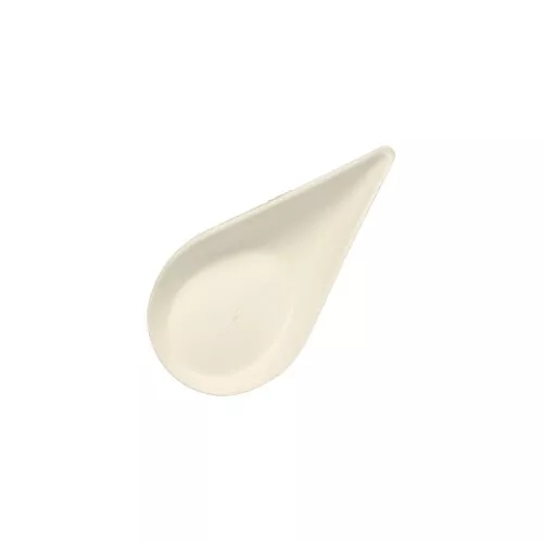 Talerzyk na przekąski KROPLA 10,5x5,7 cm z trzciny cukrowej, biały, fingerfood
