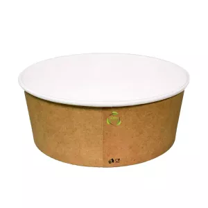 Wieczko rPET do pojemnika sałatkowego brązowo-białego GREEN LEAF 1100/1300ml śr. 180mm