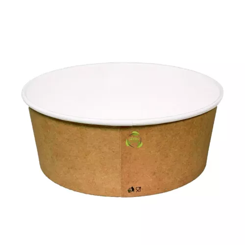 Pojemnik sałatkowy papierowy brązowo-biały GREEN LEAF 1100 ml śr. 180 mm (spód)