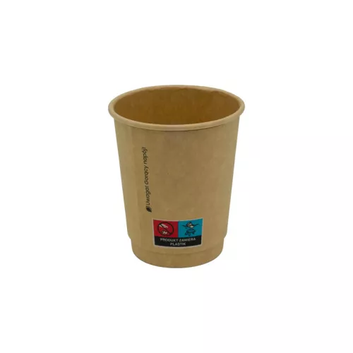 Kubek papierowy 2-warstwowy kraft 200 ml śr. 80 mm premium (z logo żółw)