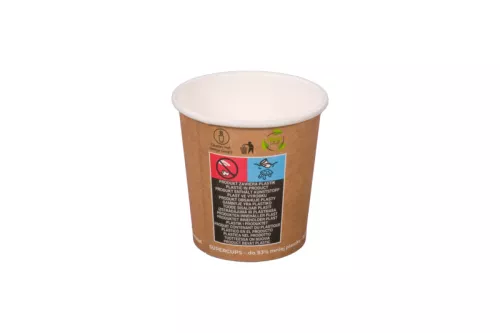 Kubek papierowy 1-warstwowy kraft GREEN LEAF 100ml/4oz śr.62 mm (z logo żółw)
