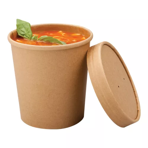 Pojemnik papierowy do zupy brązowy 450ml DO MIKROFALI