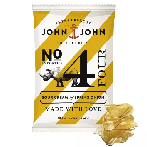 Naturalne chipsy John&John 110 g- No.4 CRISPS SOUR CREAM & SPRING ONION