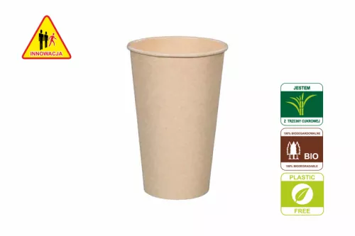 Kubek z trzciny cukrowej + PLA biodegradowalny 400ml/16oz, śr. 90mm A50