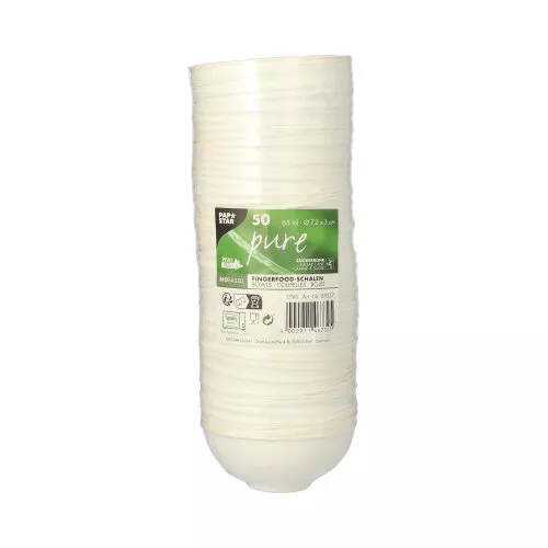 Pojemnik na przekąski OKRĄGŁY 65 ml, śr.7,2 cm z trzciny cukrowej, biały, fingerfood