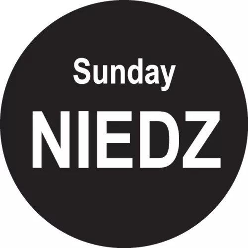 Etykiety samoprzylepne śr.20 mm NIEDZIELA - SUNDAY, czarne, jednorazowe