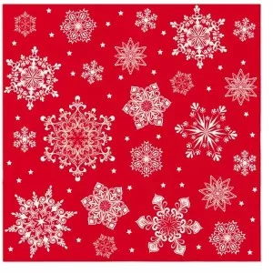Serwetki świąteczne Airlaid 40x40 cm RED SNOWFLAKES