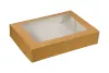 Pudełko papierowe 26x19x5cm (HP11) laminowane brązowo-białe z okienkiem do sushi i nie tylko