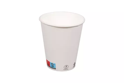 Kubek papierowy 1-warstwowy biały 300ml/12 oz śr. 90 mm (z logo żółw)