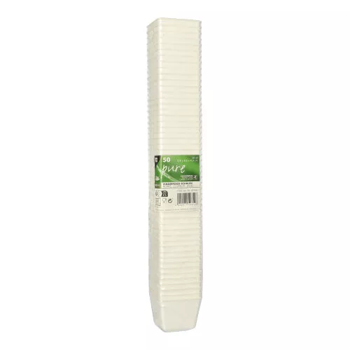 Pojemnik na przekąski KWADRAT 50 ml, 4,6x4,6x3,8 cm z trzciny cukrowej, biały, fingerfood