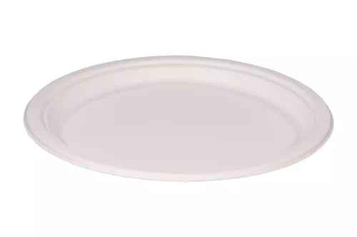 Talerz śr. 26 cm z pulpy z trzciny cukrowej biały