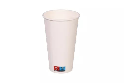 Kubek papierowy 1-warstwowy biały 400ml śr. 90 mm (z logo żółw)