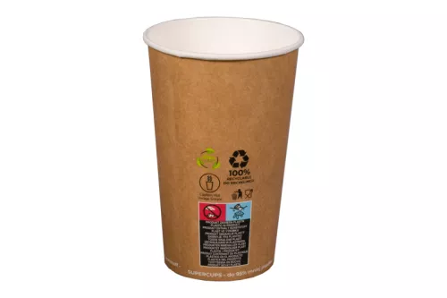 Kubek papierowy 1-warstwowy kraft GREEN LEAF 400ml/16 oz śr. 90 mm (z logo żółw)