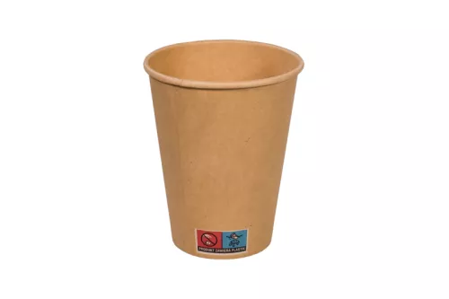 Kubek papierowy 1-warstwowy kraft 300ml śr 90 mm (z logo żółw)