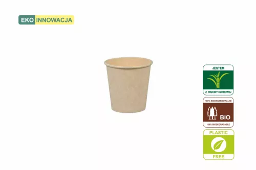 Kubek z trzciny cukrowej + PLA biodegradowalny 100ml/4 oz, śr. 62mm A50