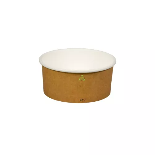 Pojemnik sałatkowy papierowy 350 ml brązowo-biały GREEN LEAF śr. 115 mm (spód)