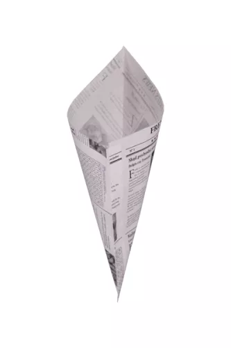 Torebka papierowa 125 g na frytki lub popcorn, 180x180 mm, nadruk GAZETA