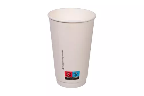 Kubek papierowy premium 400ml śr. 90 mm 2-warstwowy biały (z logo żółw)
