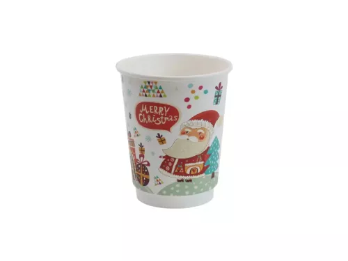 Kubek papierowy 2-warstwowy 300ml śr. 90 mm motyw Świąteczny Merry Christmas (logo żółw)