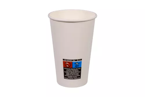 Kubek papierowy 1-warstwowy biały 400ml/16oz śr.90 mm (z logo żółw)
