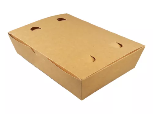 Pudełko papierowe FOOD BOX duży 1400ml, klejone z wentylacją 200x140x50 mm
