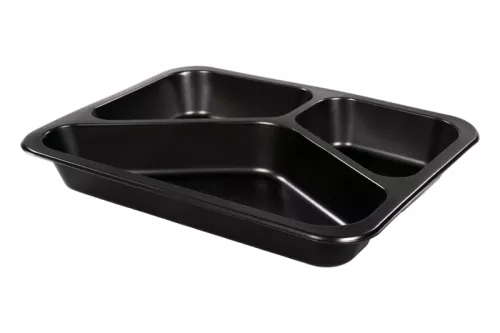Pojemnik obiadowy 3-dzielny czarny 227x178x30 mm LITE do zgrzewu