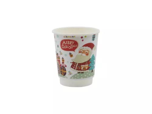 Kubek papierowy 2-warstwowy 250ml śr. 80 mm motyw Świąteczny Merry Christmas (logo żółw)