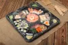 Taca cateringowa / Opakowanie na sushi 5-komorowe / Party tray 379x379x44+60 mm (SR11) komplet
