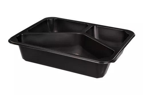 Pojemnik obiadowy 3-dzielny czarny 227x178x50 mm LITE 22G do zgrzewu