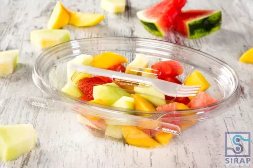 Owalny pojemnik Safe-T-Fresh 350ml z widelcem
