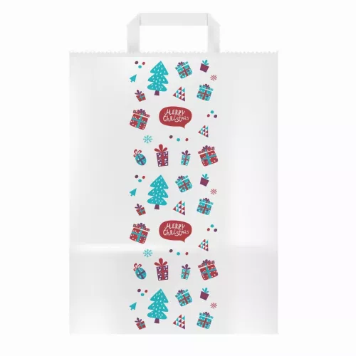 Torba papierowa klockowa motyw Świąteczny 32x16x42 cm Merry Christmas