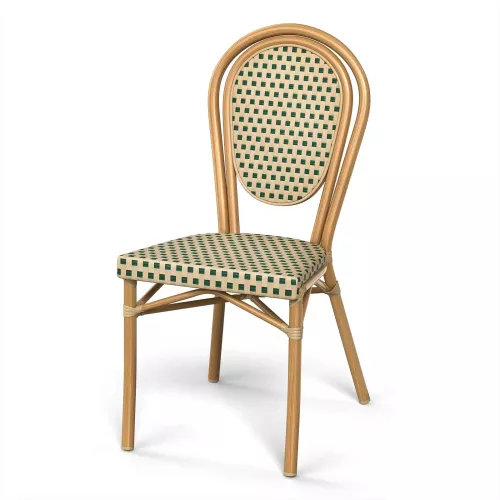 Krzesło ogrodowe RENNES kremowo-zielone, aluminiowa rama, rattan syntetyczny