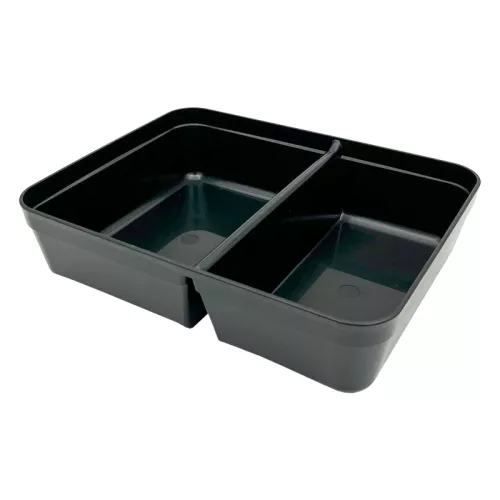 Pojemnik 2-komorowy 730+544 ml, 227x175x53 mm wielokrotnego użytku, czarny