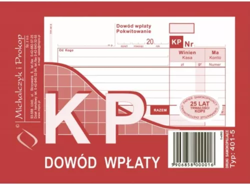 Druk akcydensowy KP Dowód wpłaty MiP, A6, wielokopia, 80k