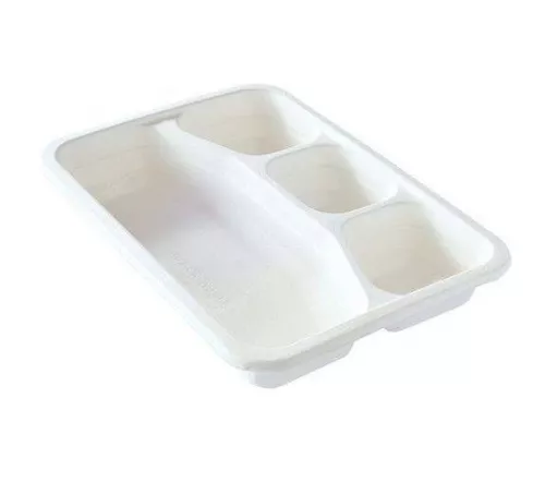 Pojemnik obiadowy biały z włókna 4-komorowy 275x202x45 mm (Duni)