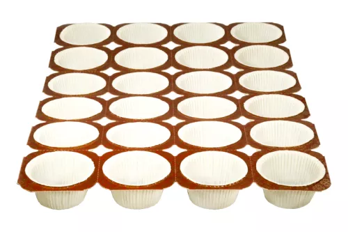 Papilotka muffin okrągła biała 50/70 wys.35 mm na podzielnym stelażu po 24szt