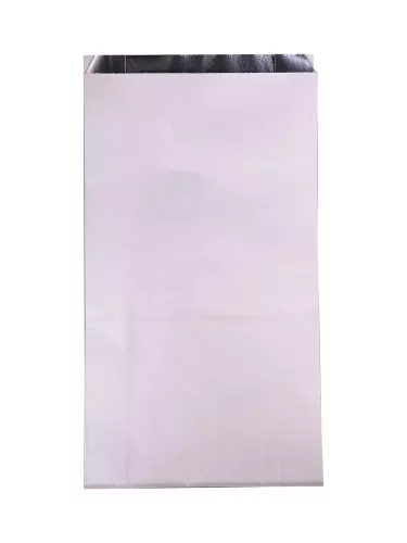 Torba papierowa 33x18x6,5 cm fałdowa biała powlekana aluminium