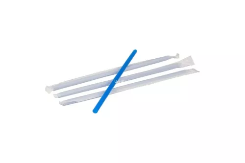 SŁOMKA PROSTA W PAPIERKU NIEBIESKA ŚR. 6MM, DŁ. 210MM  (500) (6000)